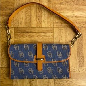Dooney Burke small wallet purse denim and leather